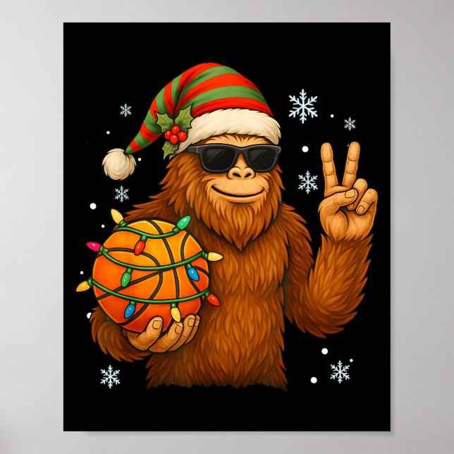 Póster Bigfoot Santa Basketball Christmas  (Frente)
