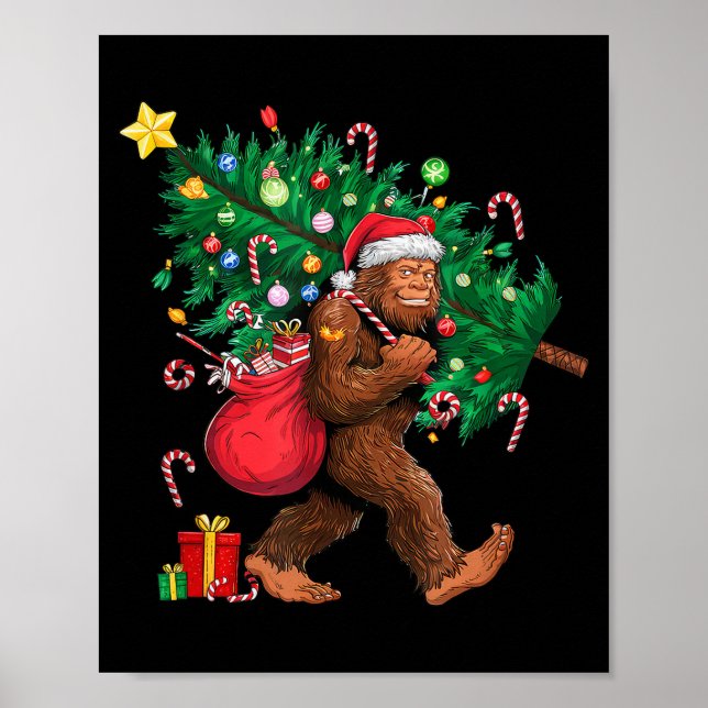 Póster Bigfoot Santa Most Wonderful Christmas Tree Lights (Frente)
