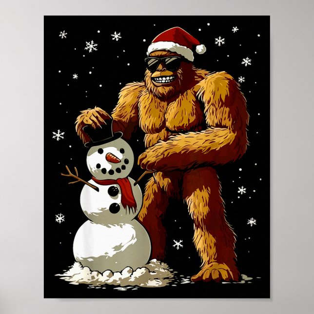 Póster Bigfoot Santa Snowman Kids Boys Men Xmas Christmas (Frente)