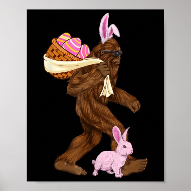 Póster Bigfoot Sasquatch Bunny Easter Rabbit Bysket Hunti (Frente)