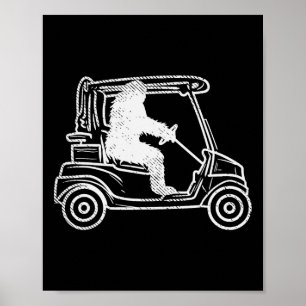 Póster Bigfoot Sasquatch Conductor de carrito de golf Fun