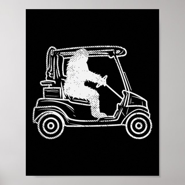 Póster Bigfoot Sasquatch Conductor de carrito de golf Fun (Frente)