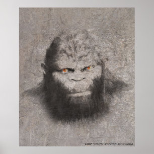 PÓSTER BIGFOOT SASQUATCH DIBUJO NARANJAS DE RETRATO OJOS