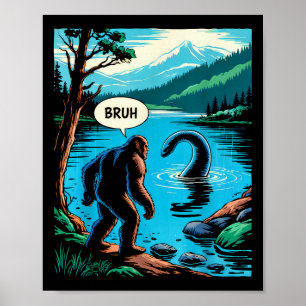 Póster Bigfoot Sasquatch divertido del Monstruo del Lago