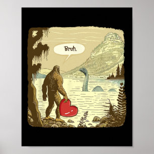 Póster Bigfoot Sasquatch divertido monstruo del lago Ness
