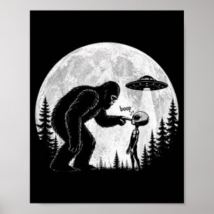 Póster Bigfoot Sasquatch Divertido Tocando Nariz Alien Ov