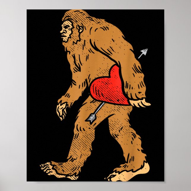 Póster Bigfoot Sasquatch Heart With Arrow Funny Valentine (Frente)