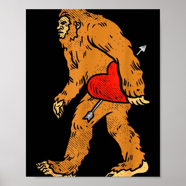 Póster Bigfoot Sasquatch Heart With Arrow Funny Valentine (Frente)