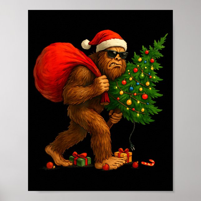 Póster Bigfoot Stealing Christmas Tree Lights Xmas Boys M (Frente)
