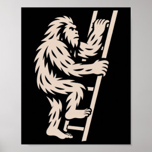 Póster Bigfoot Subiendo Escalera Divertido Criptid Amante