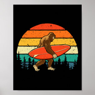 Póster Bigfoot Surfista - Tablero de Surf Retro Surfing P