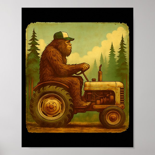 Póster Bigfoot Tractor Farmer Design For Men Farming Farm (Frente)