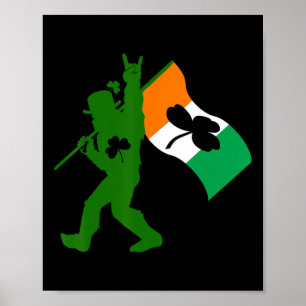 Póster Bigfoot Trébol Día de San Patricio Irlandés Sasqua