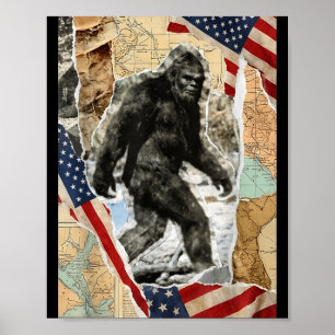 Póster Bigfoot usa bandera americana sasquatch patriota 4