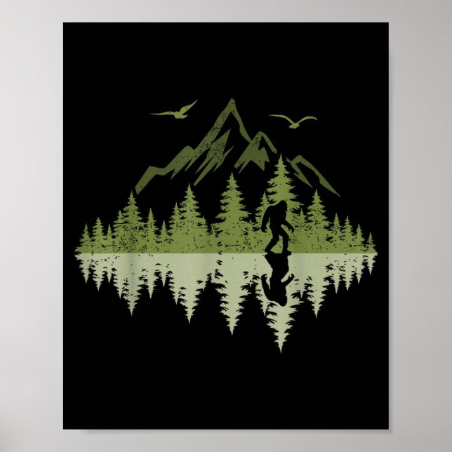 Póster Bigfoot Walking Forest Sasquatch Woods Parks Men W (Frente)