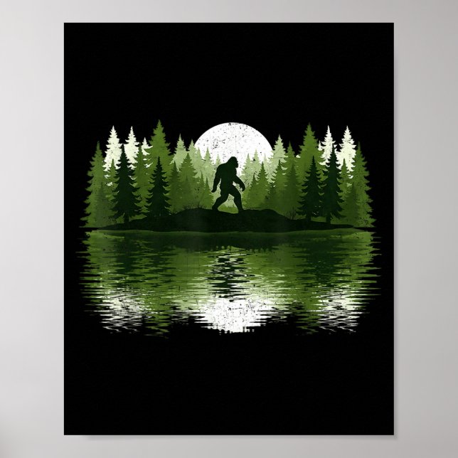 Póster Bigfoot Walking Forest Sasquatch Woods Parks Men W (Frente)