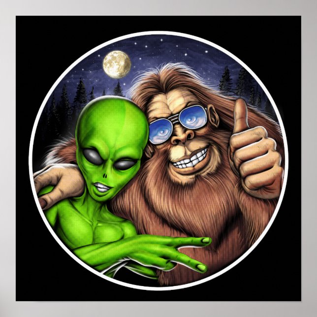 Póster Bigfoot y Alien (Frente)