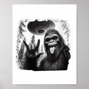 Póster Bigfoot y ovni Bigfoot Rock On - Amante de senderi