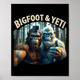 Póster Bigfoot y yeti selfie criptid squatch cazador