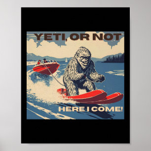 Póster Bigfoot, Yeti en esquís acuáticos, esquí acuático 