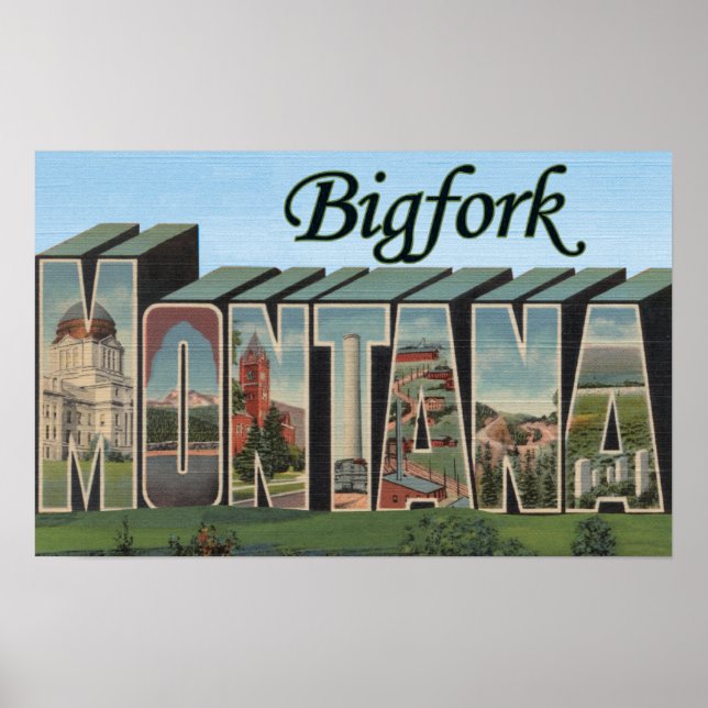 Póster Bigfork, Montana - Escenas de letras grandes (Frente)