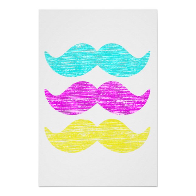 Póster Bigotes CMY (estilo de letra relieve) (Anverso)