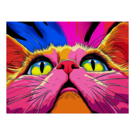 Póster Bigotes de Neón: La Visión Intensa de un Gato