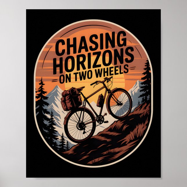 Póster Bikepacking Outdoor Mountain Biking Chasing Horizo (Frente)