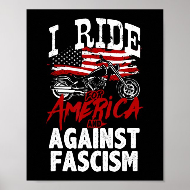 Póster Biker anti Trump se resiste a protesta fascista (Frente)