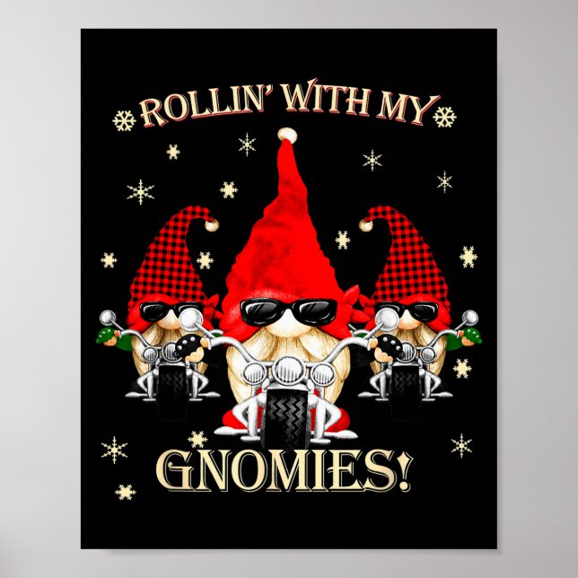 Póster Biker Christmas Gnomes Biker Garden Christmas Gnom (Frente)