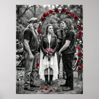 Póster Biker Gothic Wedding Skull Rose Arch Selective 