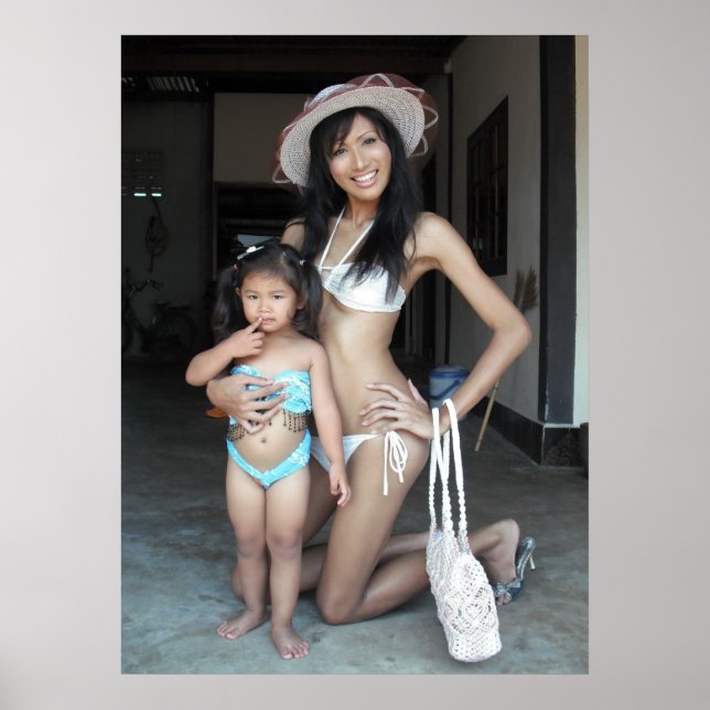 Póster bikini blanco y Poster de niña pequeña (Frente)