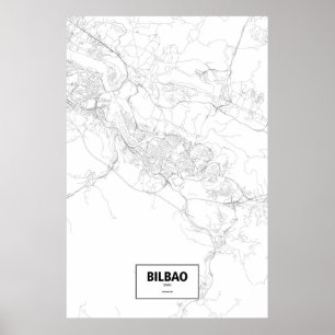 Póster Bilbao, España (negro sobre blanco)
