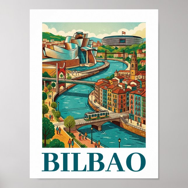 Póster Bilbao España Viajes - Arquitectura Colorida (Frente)