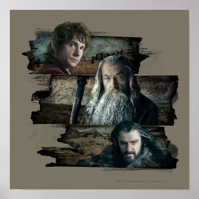 Póster BILBO BAGGINS™, Gandalf, THORIN OAKENSHIELD™ (Frente)