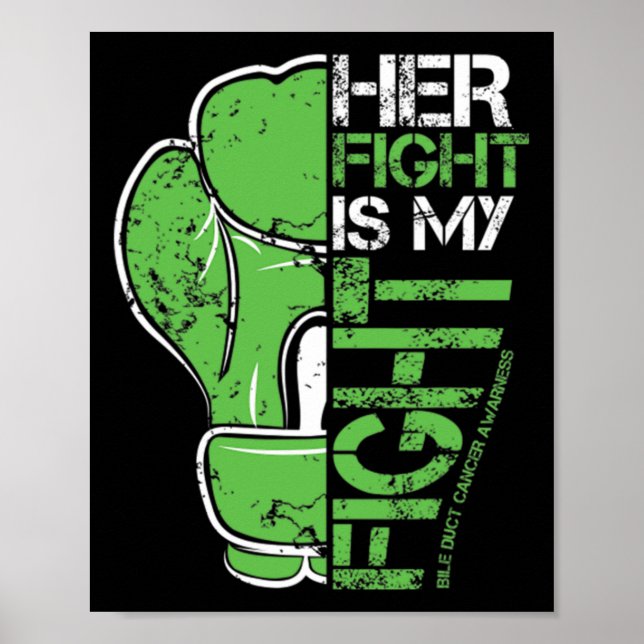 Póster Bile Duct Cancer Su Lucha Es Mi Pelea De Boxeo Glo (Frente)