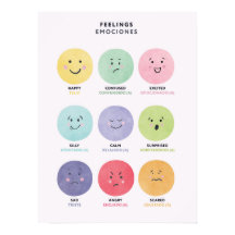 Póster bilingüe de sentimientos en español para ni