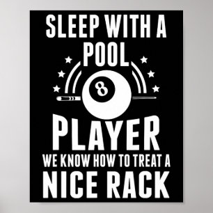 Póster Billar Dormido Con Un Jugador De Piscina Divertido