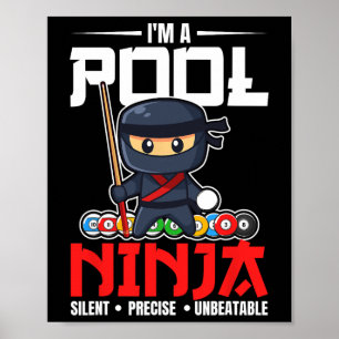 Póster Billar Pool Ninja 8 Ball Funny Hombres Niños Bi