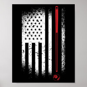 Póster Billar retro gráfico Billard Snooker Billard Cue 8