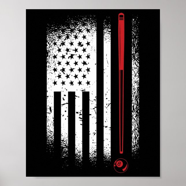 Póster Billar retro gráfico Billard Snooker Billard Cue 8 (Frente)