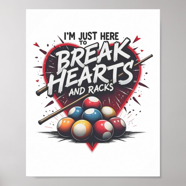 Póster Billar Rompe Corazón Y Racks 8 Ll Piscina Tiburón  (Frente)