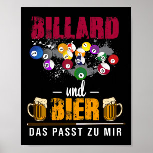 Póster Billar Y Cerveza Que Me Acompaña Billiards Sn