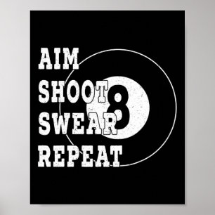 Póster Billard Billiards 8 Mesa Retro Snooker de ocho bol