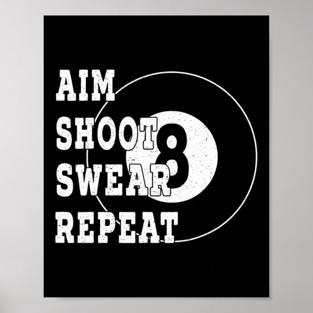 Póster Billard Billiards 8 Mesa Retro Snooker de ocho bol (Frente)