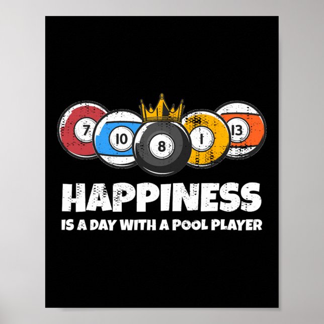 Póster Billard O Billard Pool Player Happiness Funny B (Frente)
