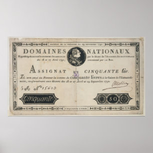 Póster Billete de 50 livres, 29 de octubre de 1790