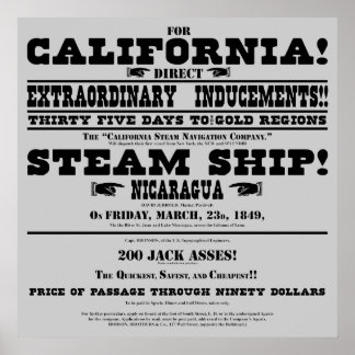 Póster Billete de avión de California Gold Rush