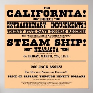 Póster Billete de avión de California Gold Rush