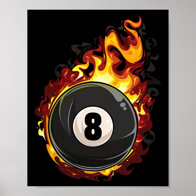 Póster Billiard 8 Ball Player Pool Billiards Snooker Cue (Frente)